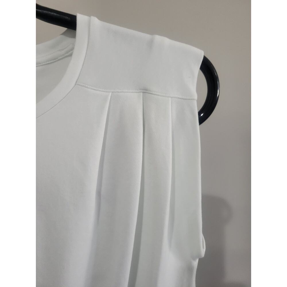 Carla Rockmore XS White 100% Cotton Pleated Shoulder Sleeveless Top A693728 NWOT - Picture 3 of 8